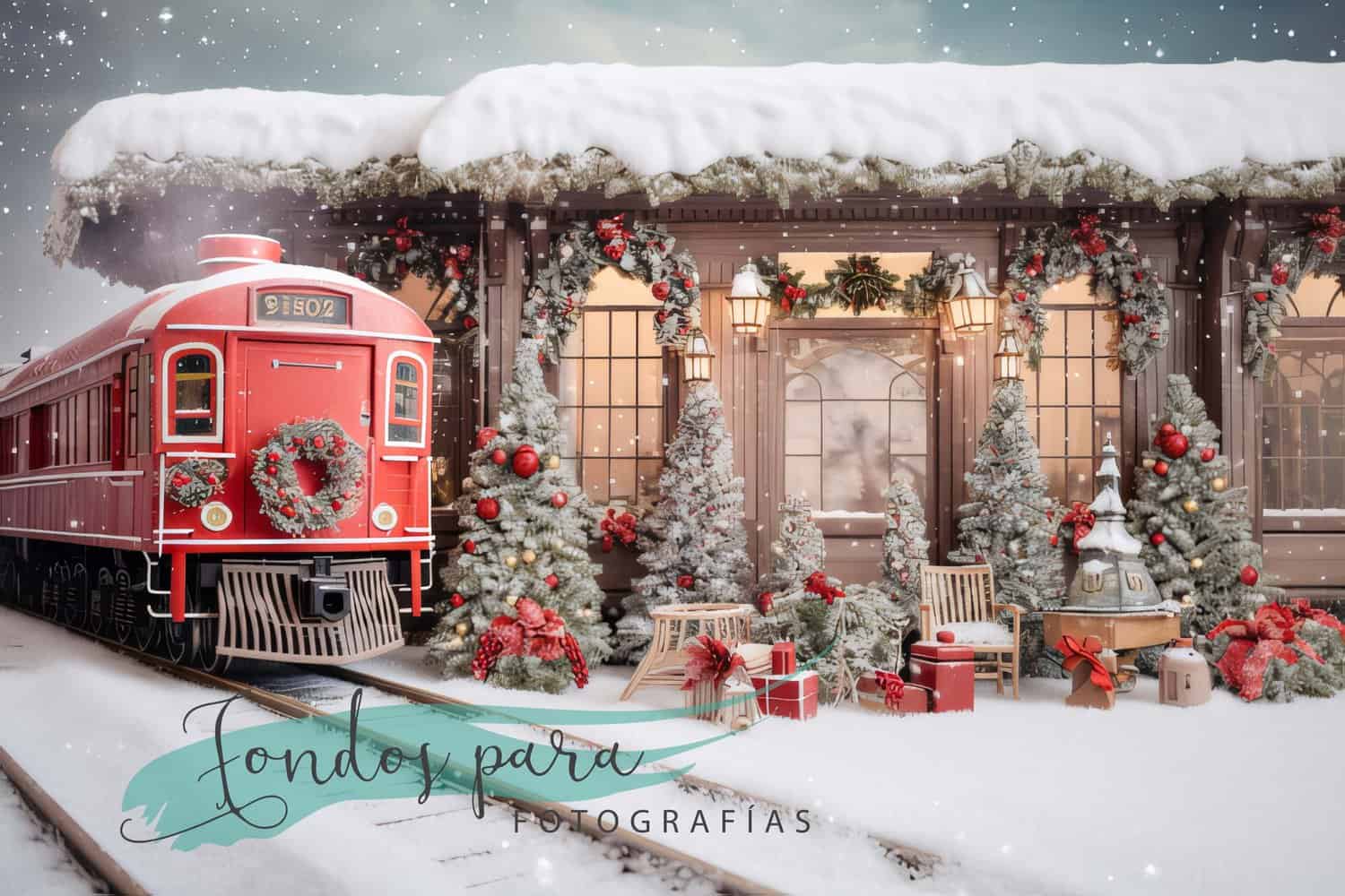 Fondo Navidad Estación de Tren