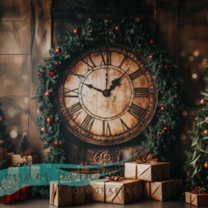 Fondo Navidad Reloj Antinguo