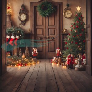 Fondo Puerta Navideña de madera