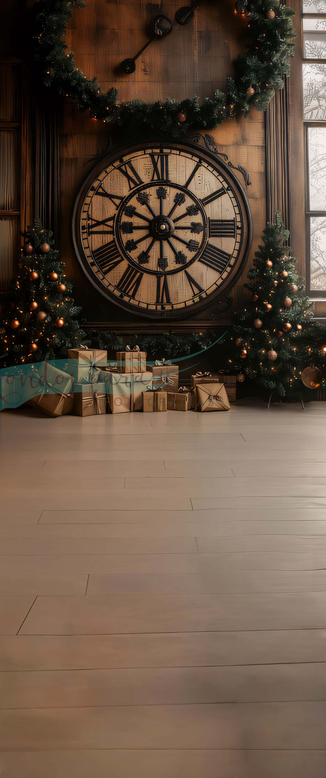 Fondo Navidad Reloj Antiguo con suelo vertical